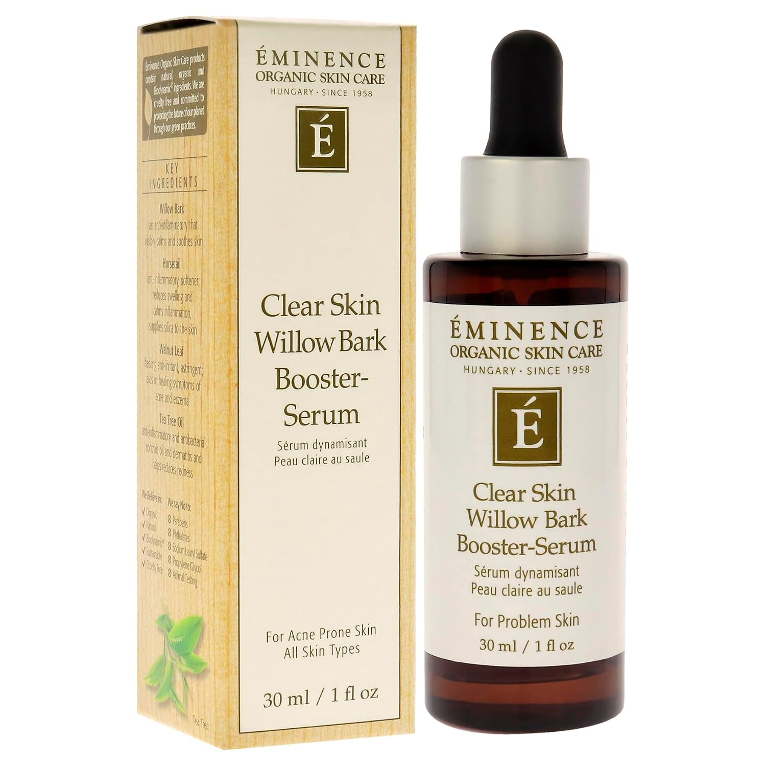 Organic Skincare  Organic Clear Skin Willow Bark Booster Serum,1 Ounce