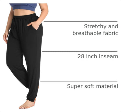 Women'S plus Size Casual Lounge Yoga Pants Comfy Relaxed Joggers Pants Drawstring with Pockets