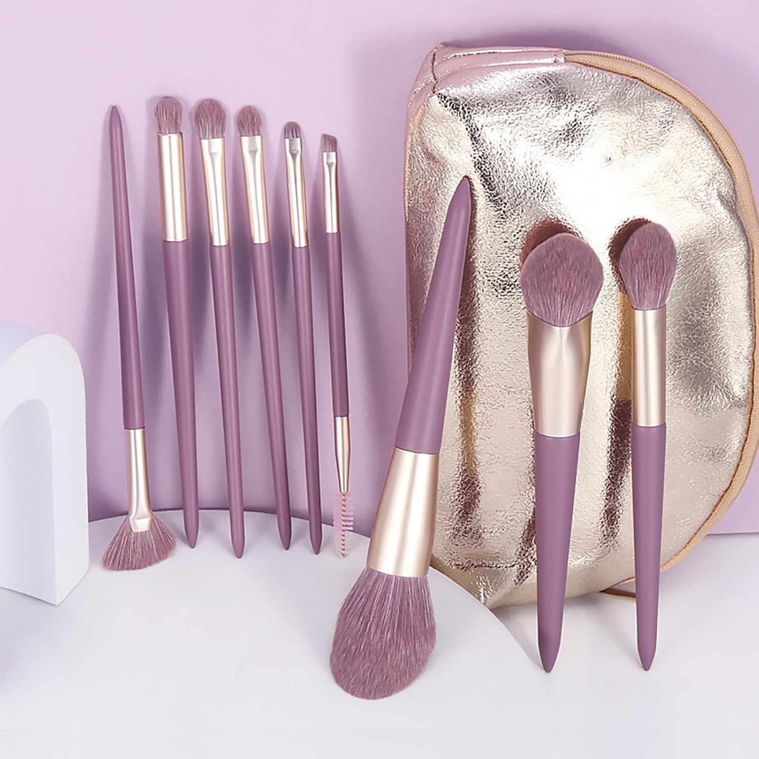 Purple Makeup Brushes Set with Case, Vegan Makeup Brush Set Professional, Colorful Cosmetic Brushes Makeup Set, Natural Fiber Make up Brushes Vegan, Make up Brushes Set Professional.