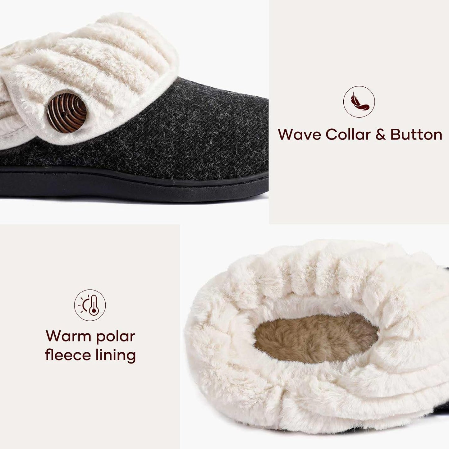 Women'S Wool Cozy Slippers with Faux Fur Collar | Cozy House Shoes, Indoor Outdoor, Fuzzy Bootie Slippers