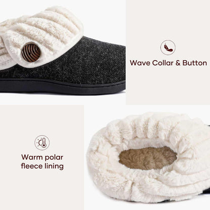 Women'S Wool Cozy Slippers with Faux Fur Collar | Cozy House Shoes, Indoor Outdoor, Fuzzy Bootie Slippers