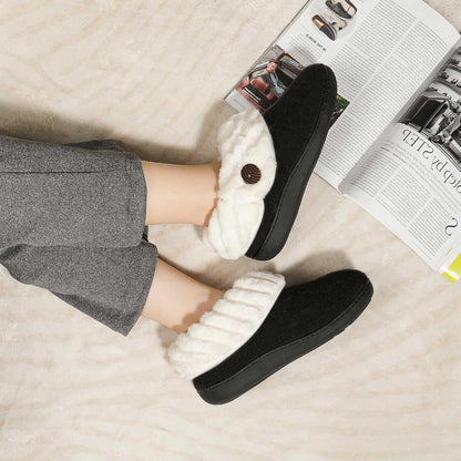 Women'S Wool Cozy Slippers with Faux Fur Collar | Cozy House Shoes, Indoor Outdoor, Fuzzy Bootie Slippers