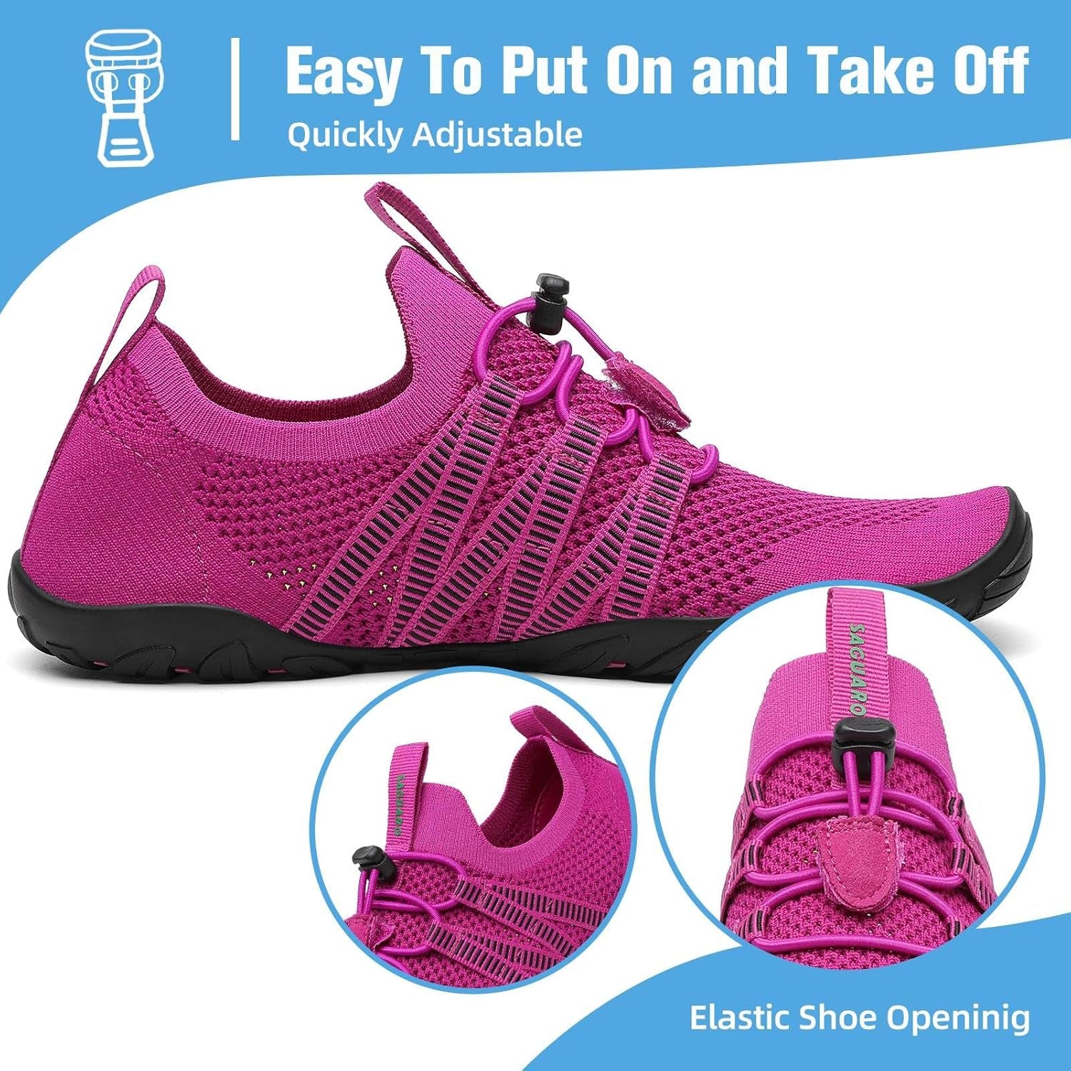 Water Shoes for Women Men, Quick-Dry Barefoot Swim Shoes | Non-Slip Aqua Shoes with Drainage Holes, Breathable, Lightweight, for Beach, Pool, River Boating, Yoga, Walking