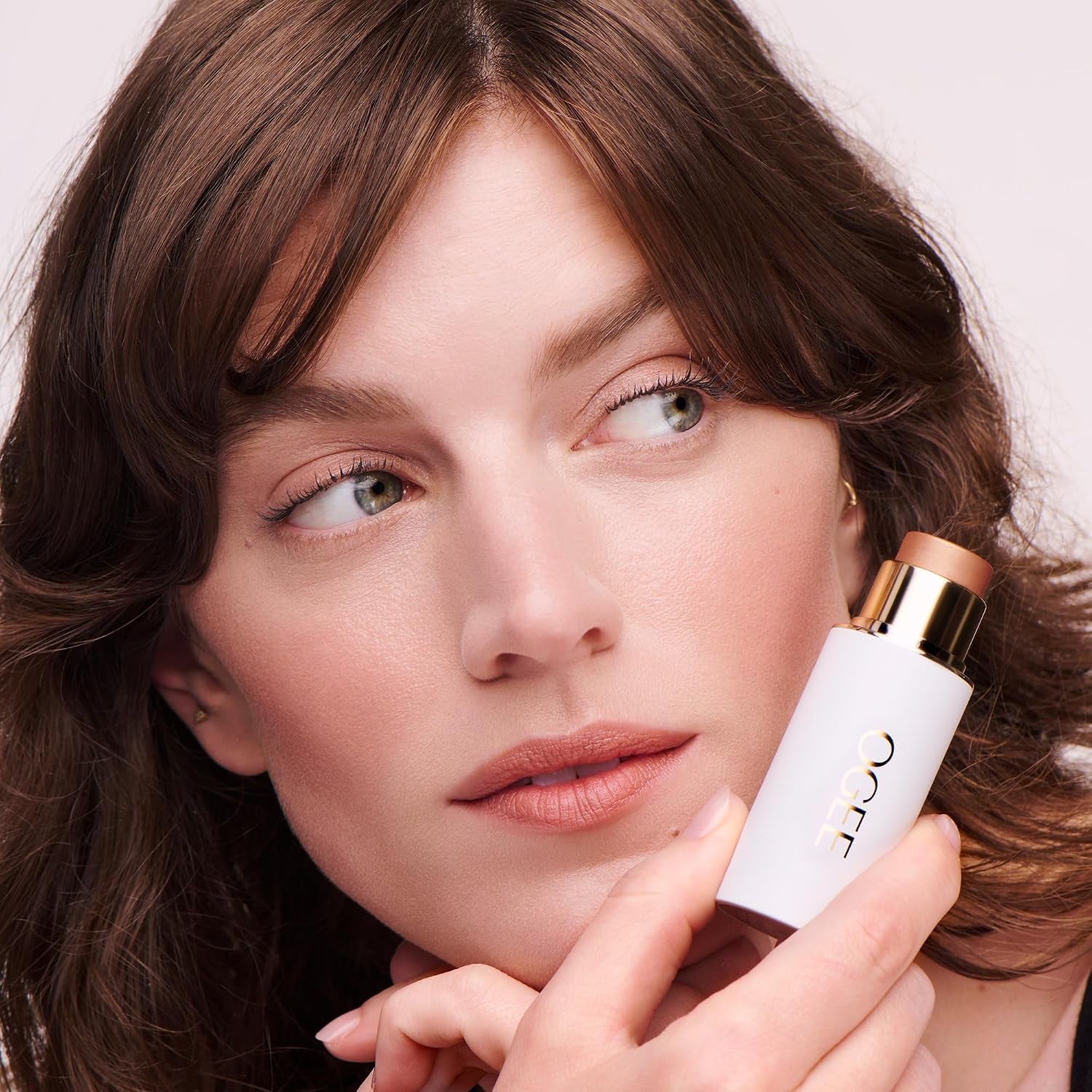 Cheers to Glow Limited-Edition Set, Sculpted Face Stick in Copper | Tinted Sculpted Lip Oil in Rosalia, and beyond Clean Volumizing Mascara
