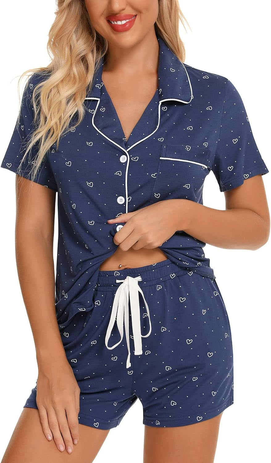 Womens Pajamas Set Short Sleeve Button down Soft Pj Sets S-XXL | V Neck,Pyjamas,Modal,Wedding,Pijamas De Mujer,Bridal Party,Viscose,Knit,Cute,Lounge,Lightweight,Nursing,Holidays