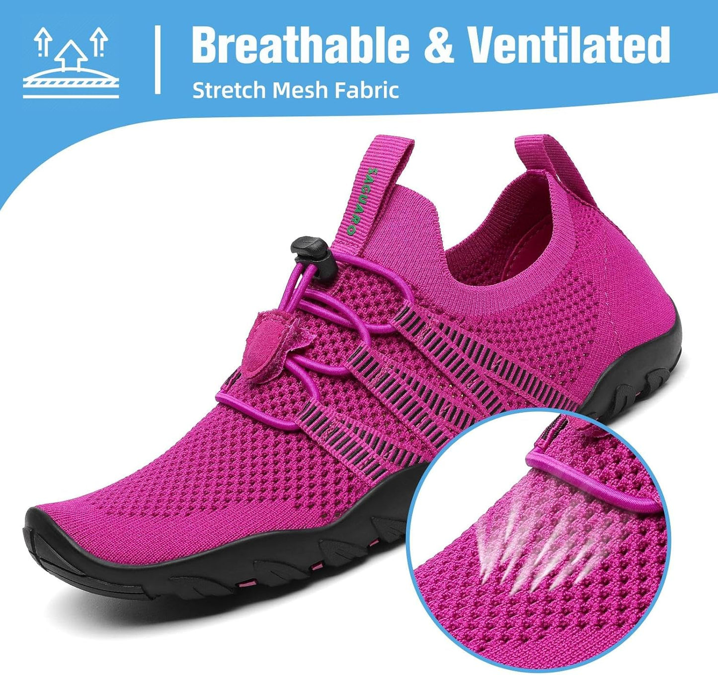 Water Shoes for Women Men, Quick-Dry Barefoot Swim Shoes | Non-Slip Aqua Shoes with Drainage Holes, Breathable, Lightweight, for Beach, Pool, River Boating, Yoga, Walking