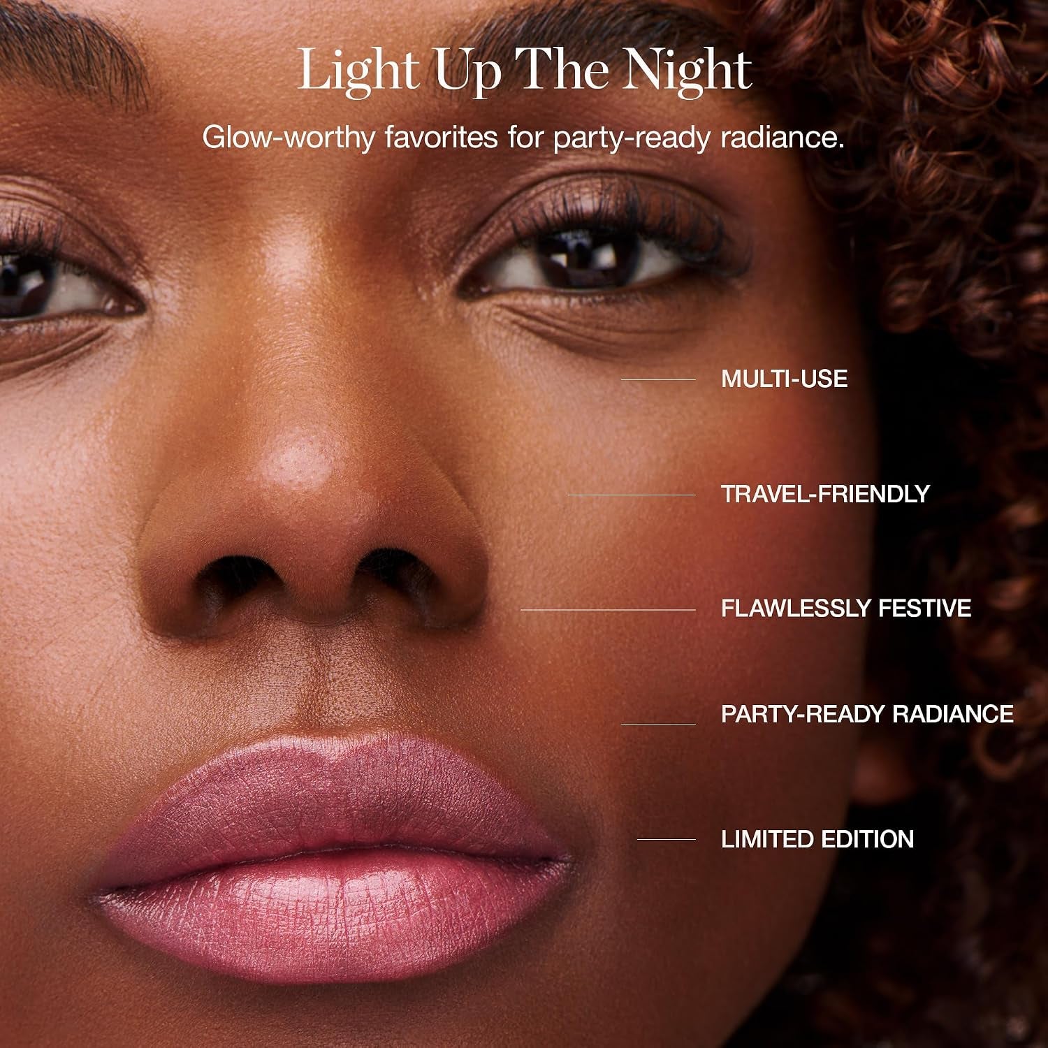 Cheers to Glow Limited-Edition Set, Sculpted Face Stick in Copper | Tinted Sculpted Lip Oil in Rosalia, and beyond Clean Volumizing Mascara