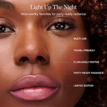 Cheers to Glow Limited-Edition Set, Sculpted Face Stick in Copper | Tinted Sculpted Lip Oil in Rosalia, and beyond Clean Volumizing Mascara