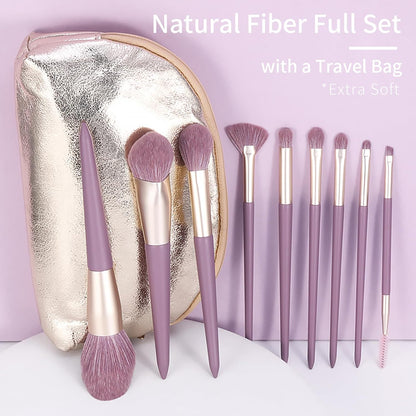 Purple Makeup Brushes Set with Case, Vegan Makeup Brush Set Professional, Colorful Cosmetic Brushes Makeup Set, Natural Fiber Make up Brushes Vegan, Make up Brushes Set Professional.